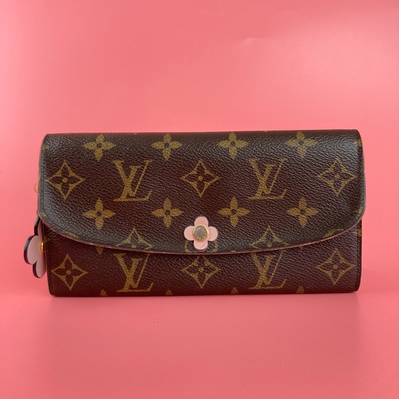 🚫SOLD🚫Louis Vuitton Long Wallet Portefeuille Emilie Brown Monogram with Pink - Picture 3 of 8